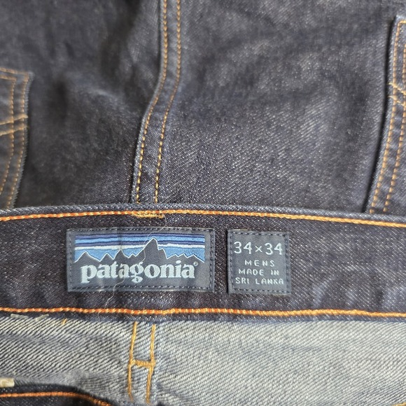 Patagonia Iron Clad Jeans Mens 34x34 Straight Fit Dark Wash Blue Denim Cotton - Picture 5 of 11